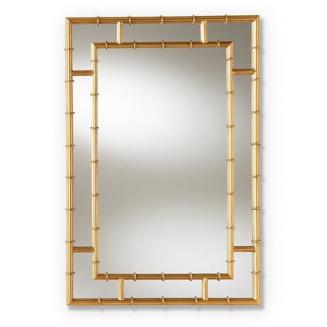 Baxton Studio Adra Modern and Contemporary Gold Finished Bamboo Accent Wall Mirror,Wholesale Interiors