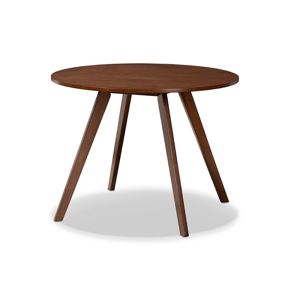 Baxton Studio Alana Round Wood Dining Table Walnut: Modern Style, Seats 4, Rubberwood Construction