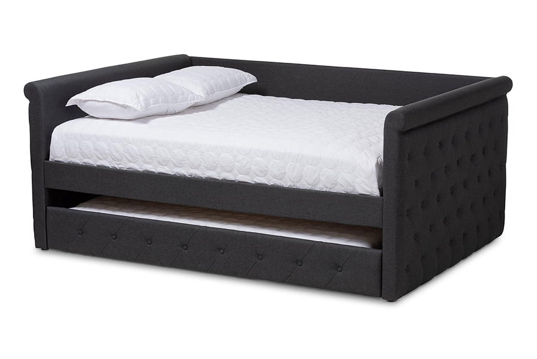 Queen Alena Daybed with Trundle Dark Gray - Baxton Studio: Contemporary Upholstered, Foam Padded, Bedroom Furniture