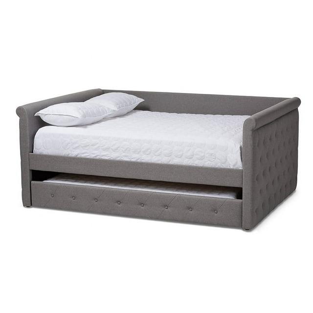 Queen Alena Daybed with Trundle Gray - Baxton Studio: Contemporary Upholstered Bedroom Furniture
