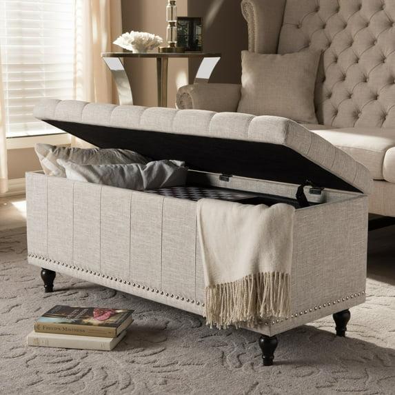 Baxton Studio  Alexio Beige Upholstered Tufted Storage Ottoman Bench