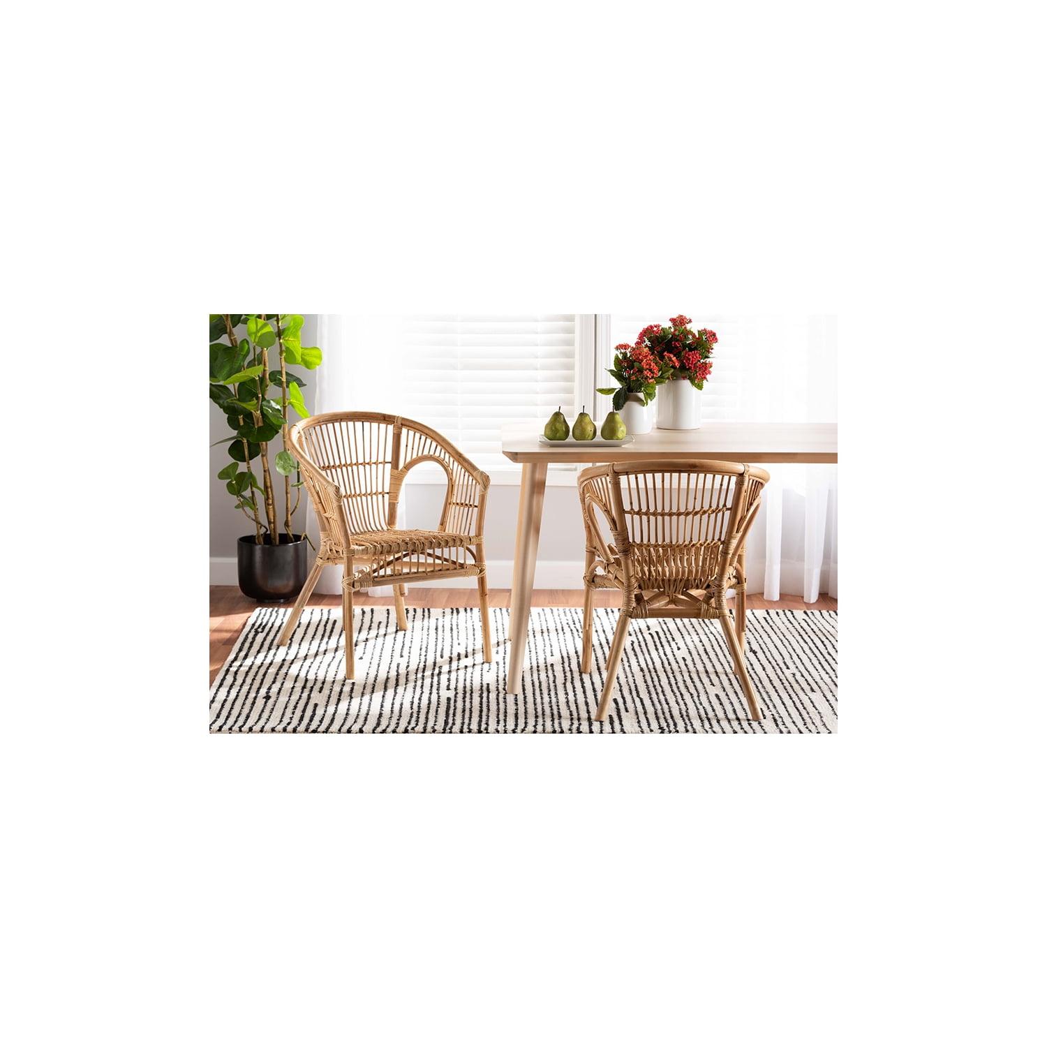 Alleta Modern Bohemian Rattan Dining Arm Chair