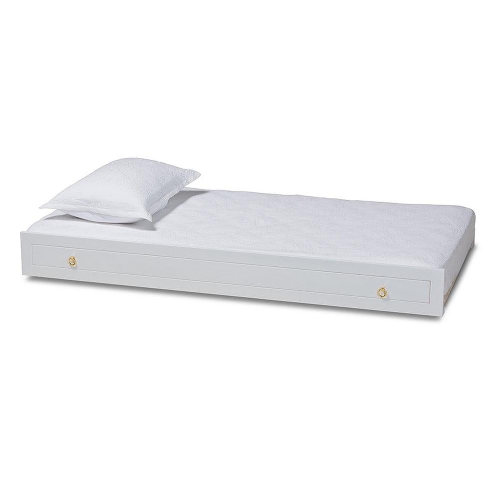 Baxton Studio Twin Alya Wood Trundle White/Gold: Rubberwood & MDF Frame, No Box Spring Needed