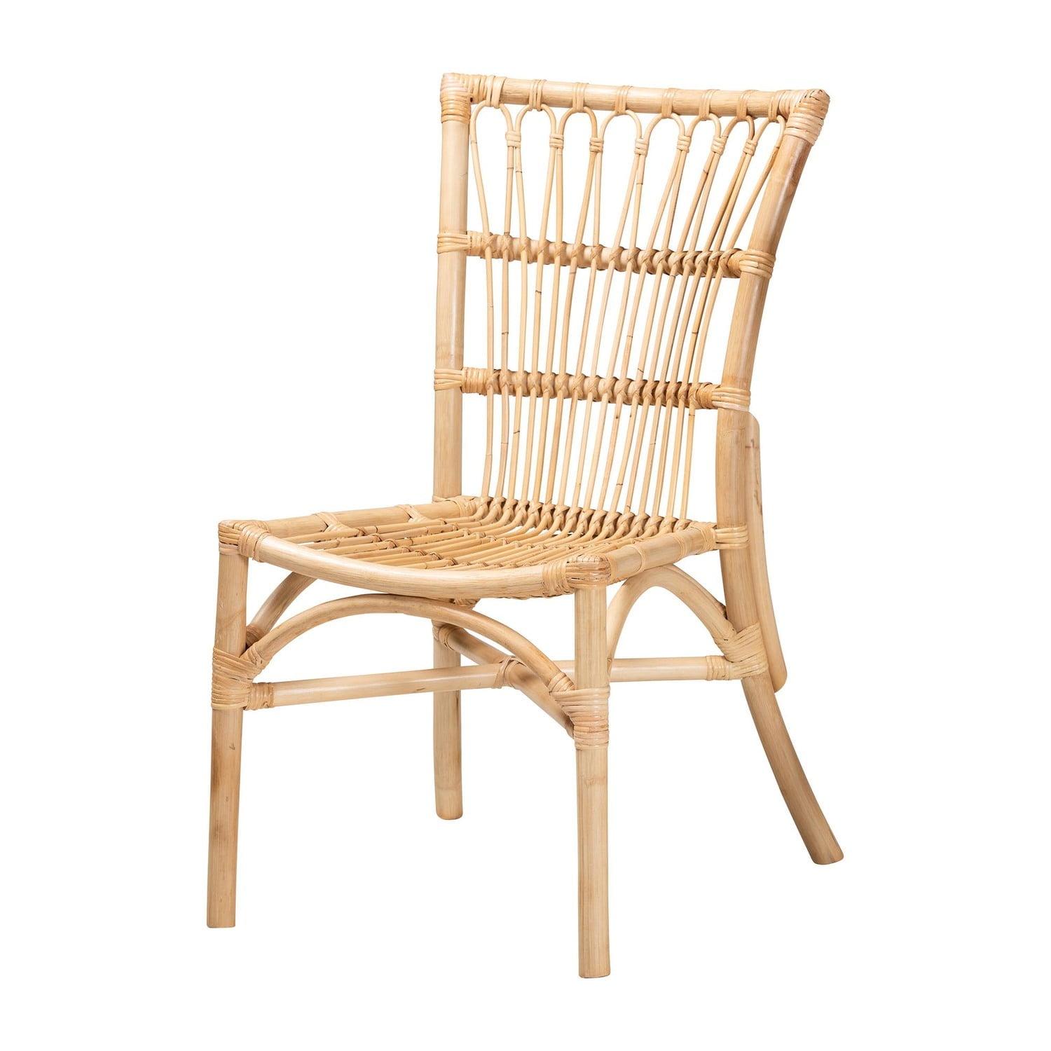 bali & pari Ammi Dining Chair Natural/Brown: Handcrafted, Bohemian Style, No Assembly Required