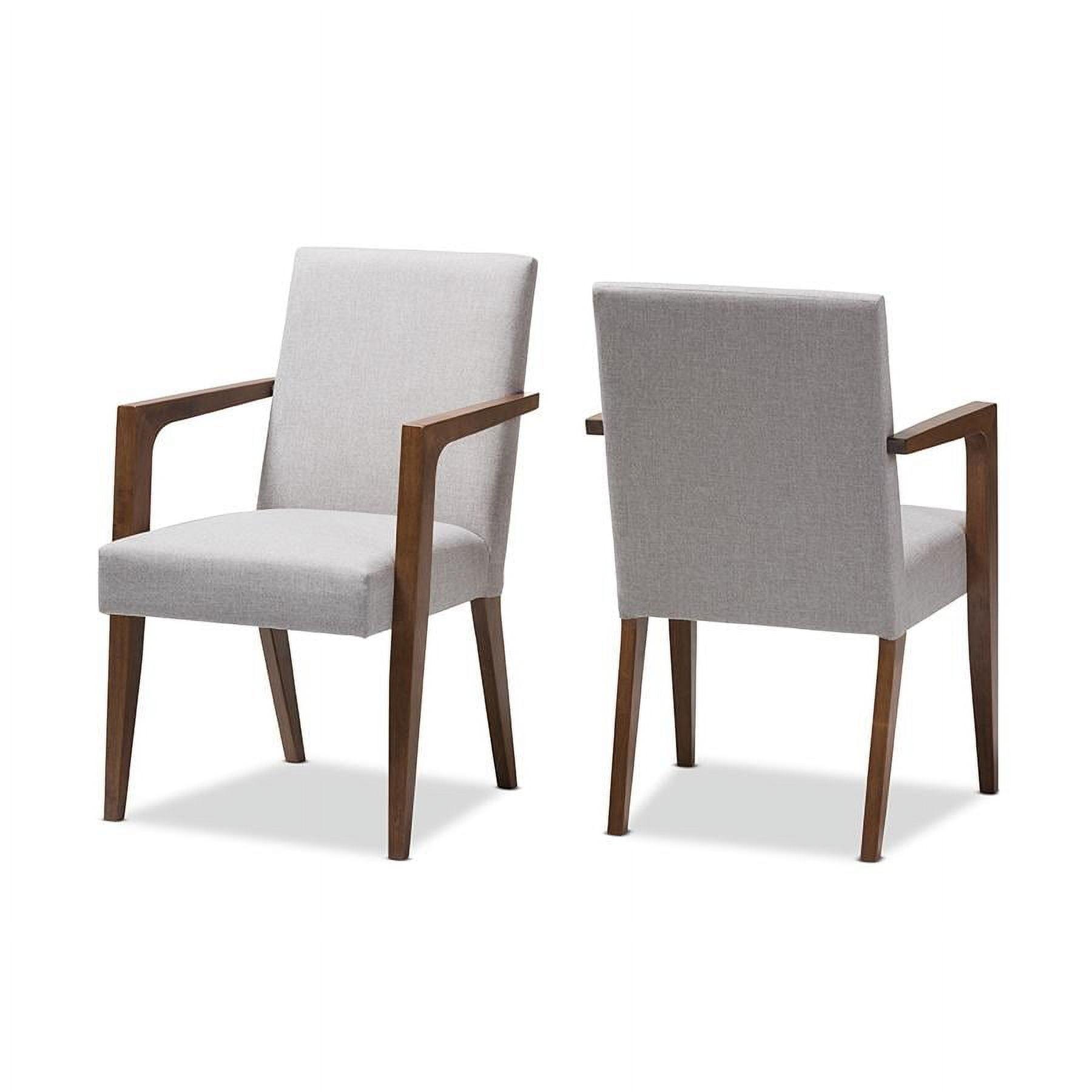 Set of 2 Andrea Mid-Century Modern Upholstered Wooden Armchair - Grayish Beige - Baxton Studio: Polyester, Rubberwood Frame, 250lb Capacity