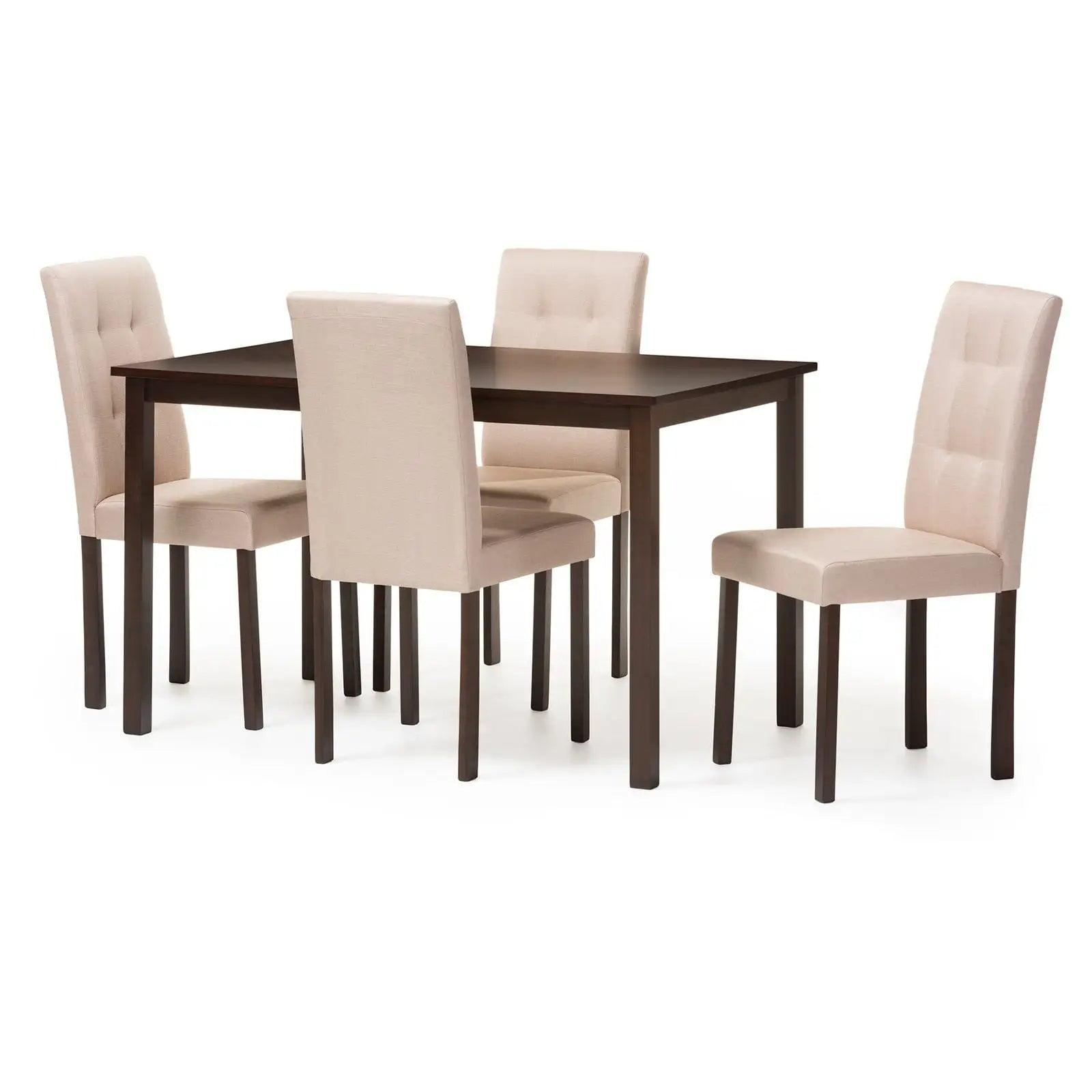 Baxton Studio Andrew Modern and Contemporary 5-Piece Beige Fabric Upholstered Grid-tufting Dining Set