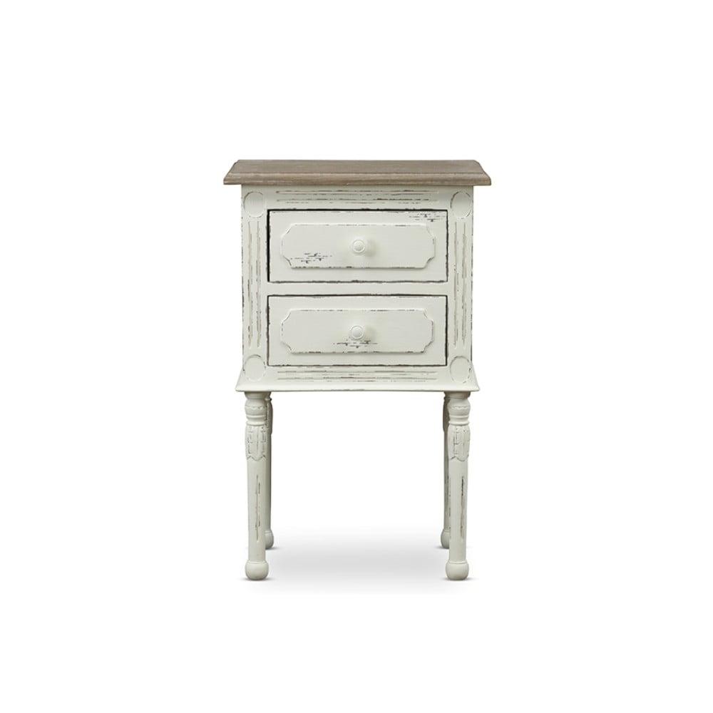 Distressed White 2-Drawer Traditional French Nightstand