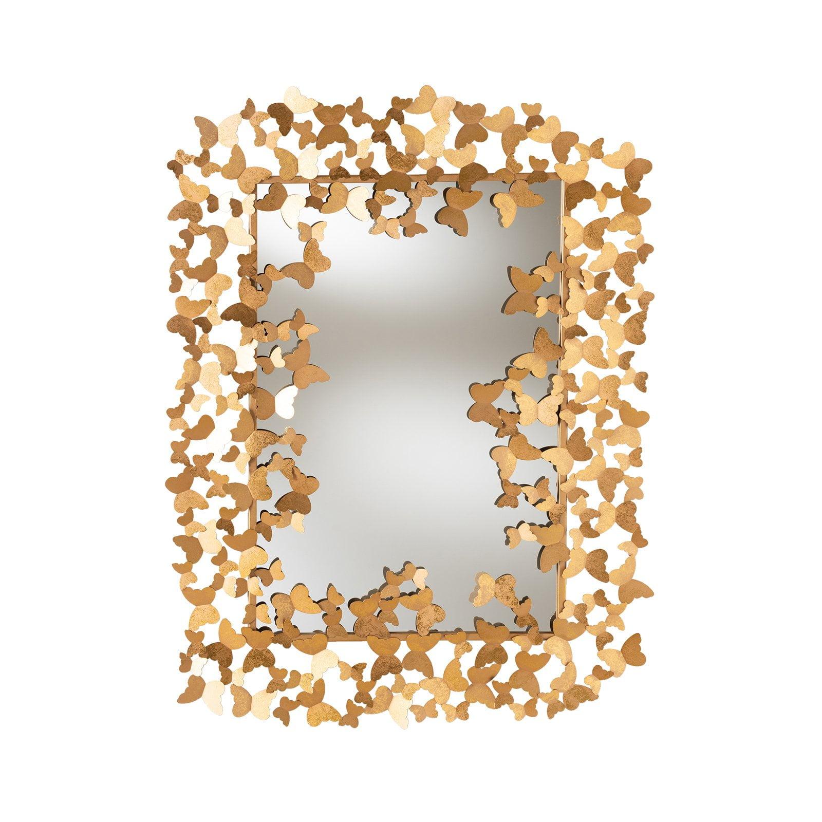 Ethereal Butterfly Gold Metal Rectangular Wall Mirror