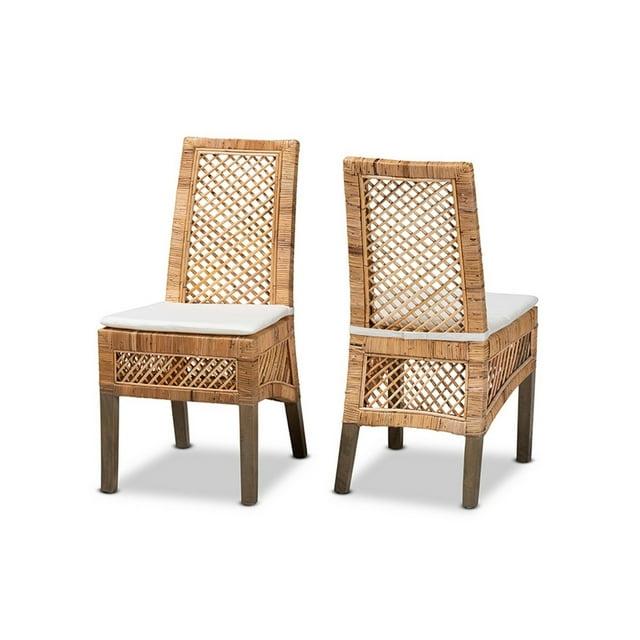Bayou Breeze Argos Modern Bohemian Rattan Dining Chair (Set of 2)