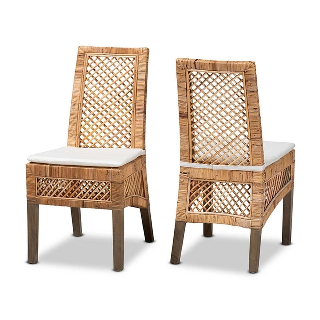 Bayou Breeze Argos Modern Bohemian Rattan Dining Chair (Set of 2)