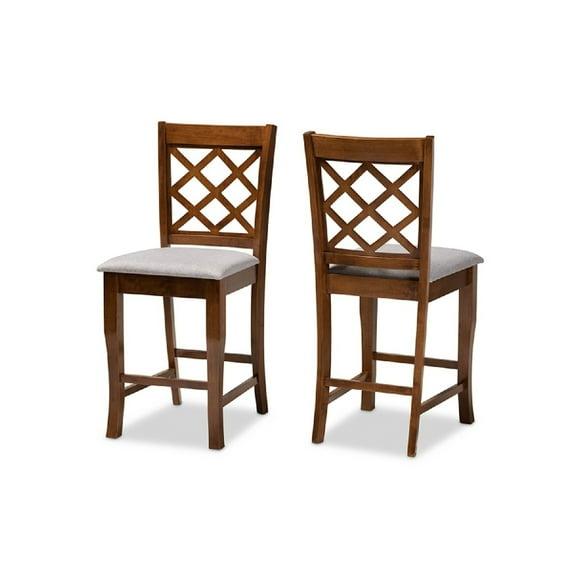 Set of 2 Aria Pub Chair Gray/Walnut - Baxton Studio