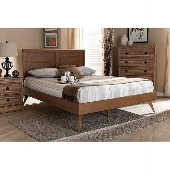 Full Artemis Walnut Finished Wood Platform Bed Brown - Baxton Studio