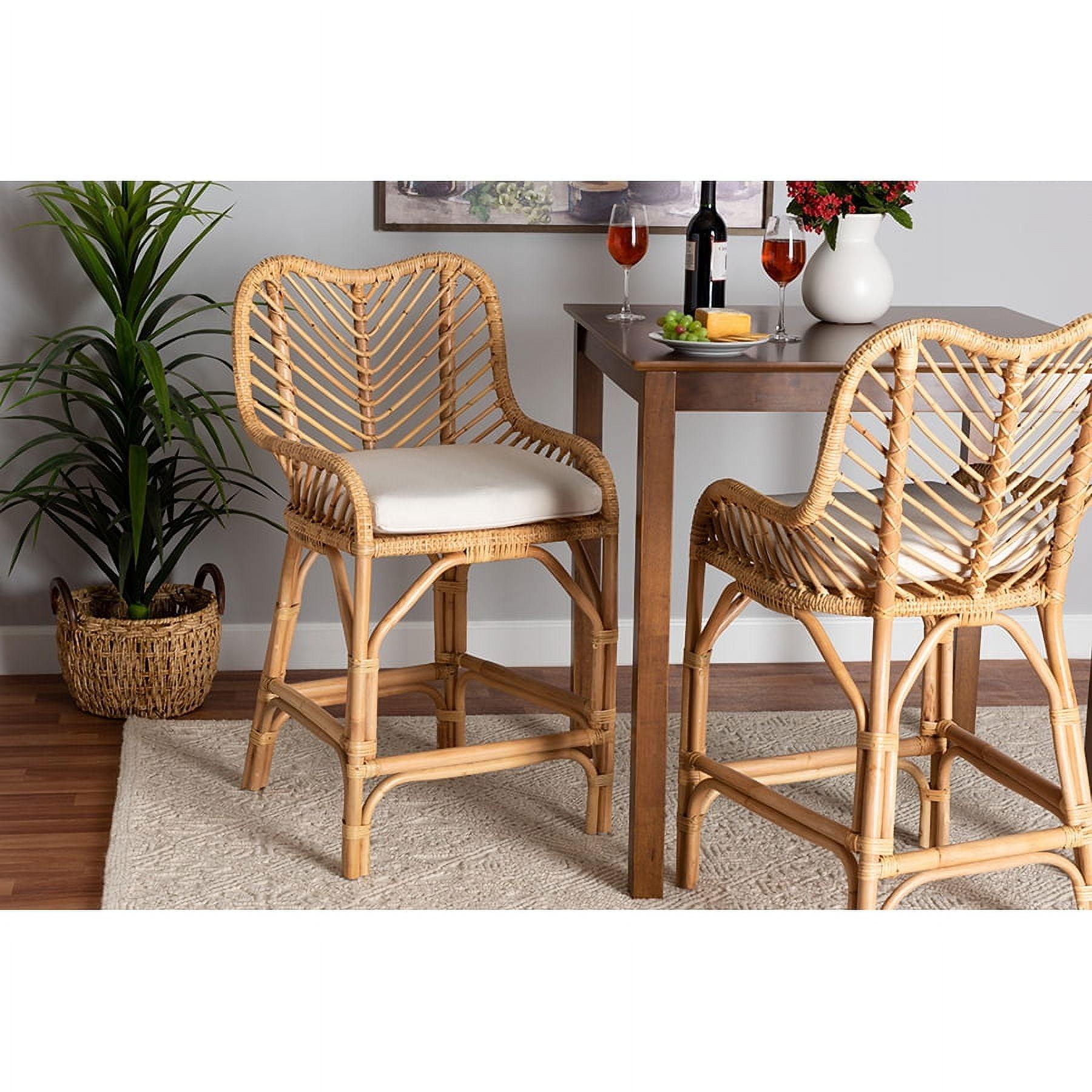 bali & pari Arween Modern Bohemian Natural Brown Rattan Counter Stool