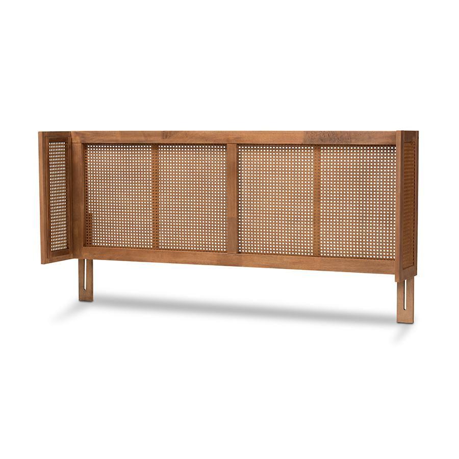 Baxton Studio King Rina Wood Wrap Around Headboard Ash Walnut: Rubberwood Frame, Non-Upholstered