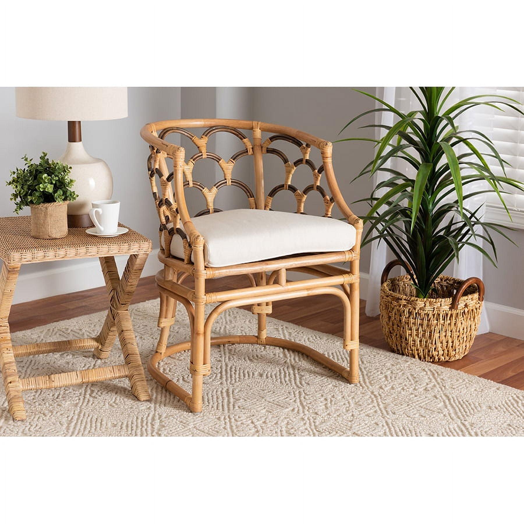 bali & pari Aster Modern Bohemian Natural Brown Rattan Armchair