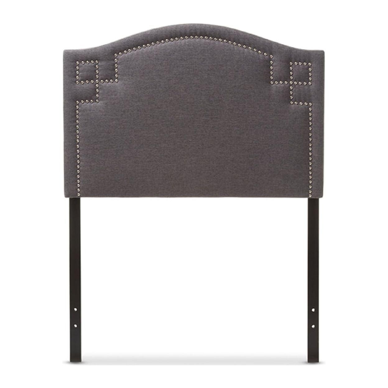 Twin Aubrey Modern And Contemporary Fabric Upholstered Headboard Dark Gray - Baxton Studio: Nailhead Detail, Rubberwood Frame