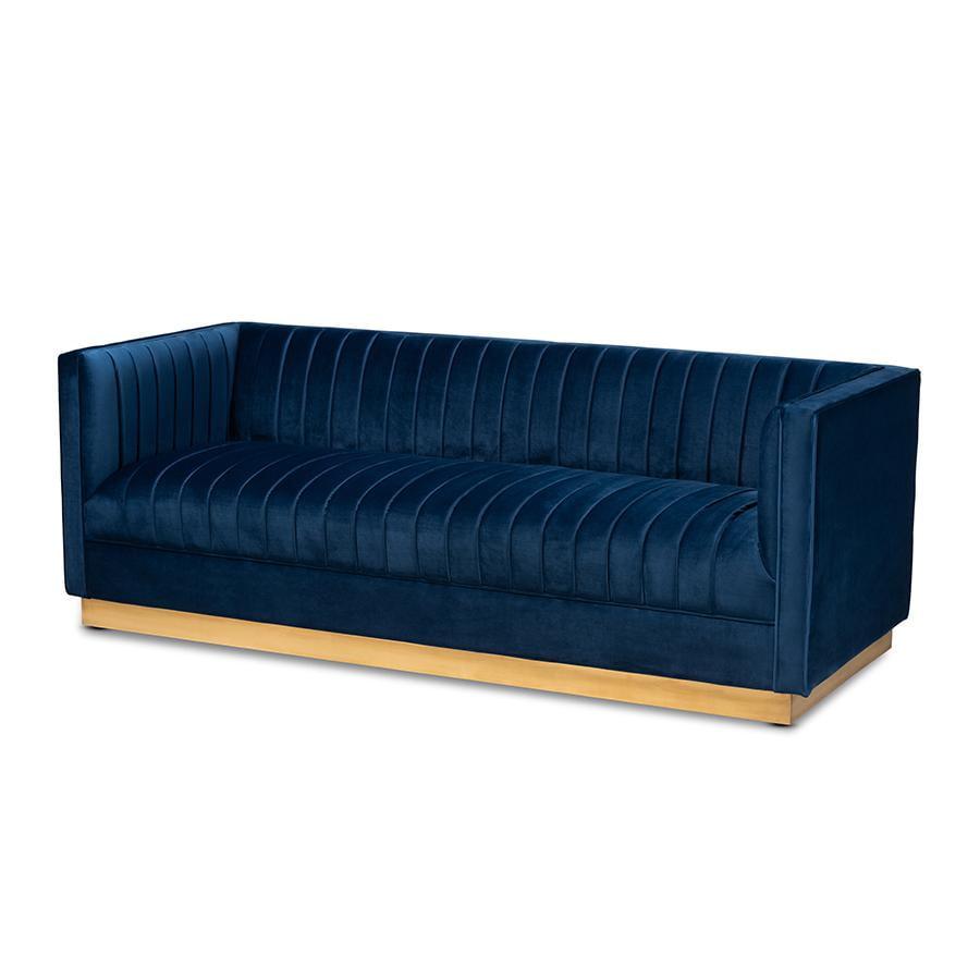 Aveline Velvet Upholstered Finished Sofa - Baxton Studio