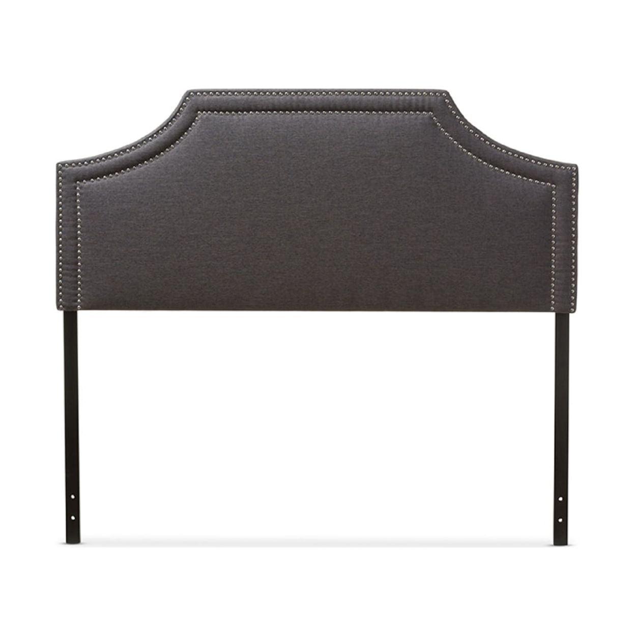 Queen Avignon Modern Fabric Upholstered Headboard Dark Gray - Baxton Studio: Chic Metallic Trim, Rubberwood Frame, Adjustable Height