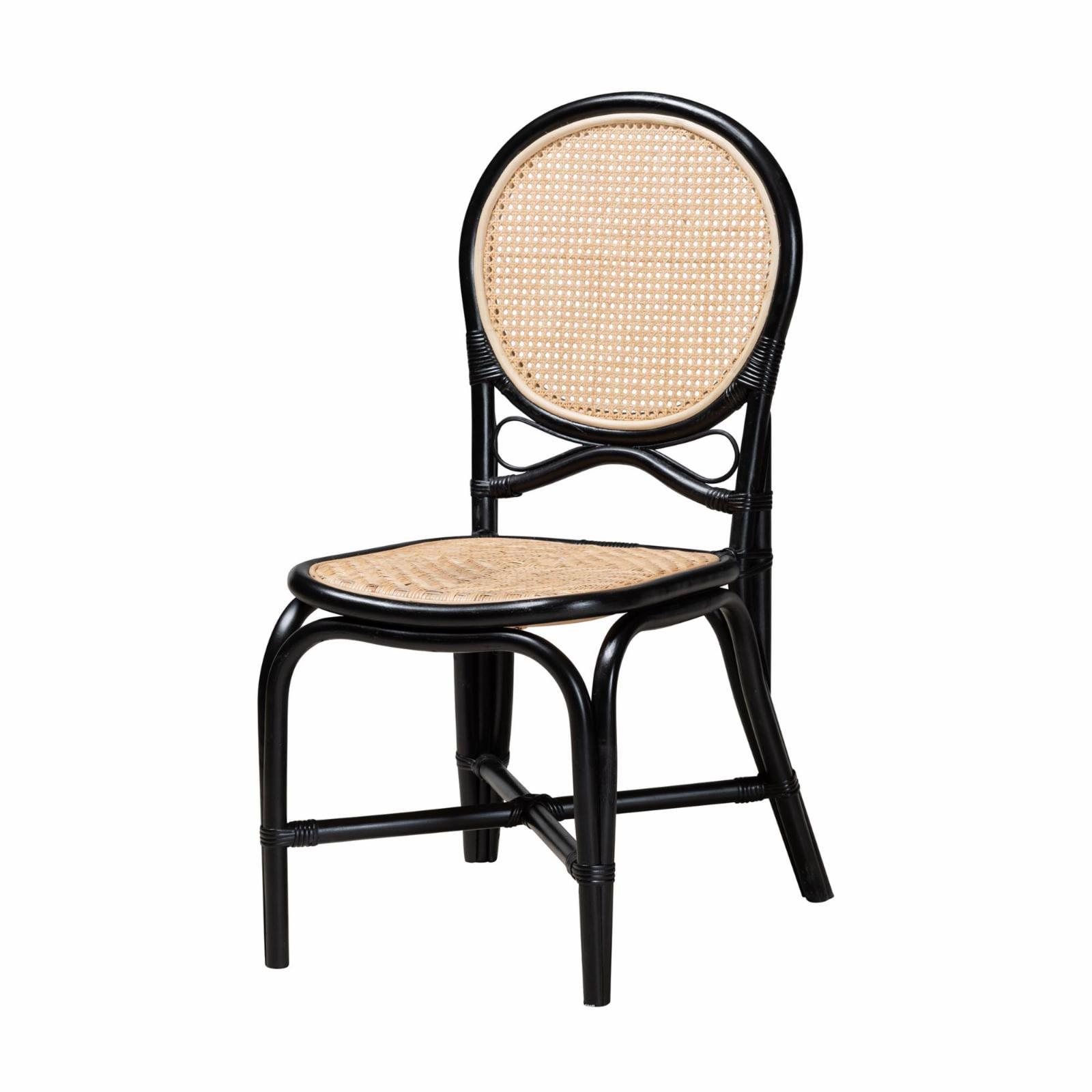 Ayana Black and Natural Rattan Low Side Chair