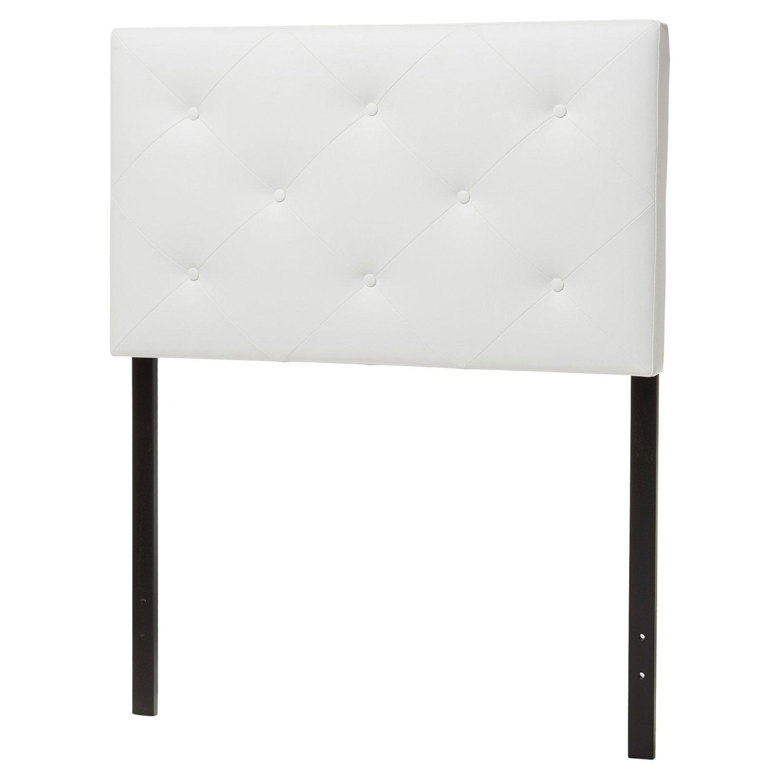 White Faux Leather Tufted Queen Upholstered Headboard