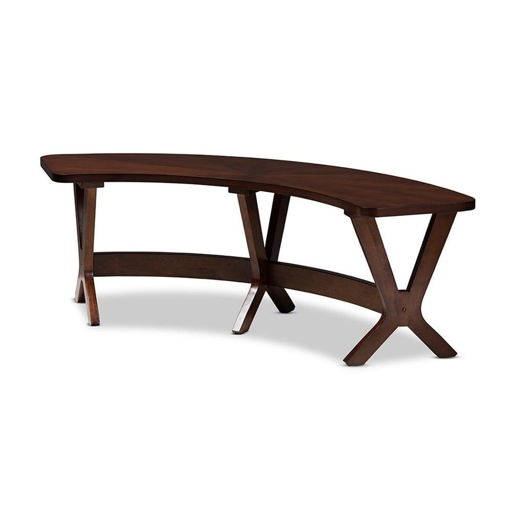 Berlin Mid-Century Walnut Curved Dining Bench with Angled Legs