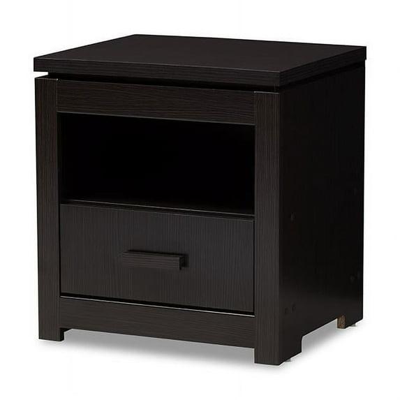 Bienna Modern and Contemporary 1 Drawer Nightstand: Bedside Storage, Wenge Finish - Baxton Studio