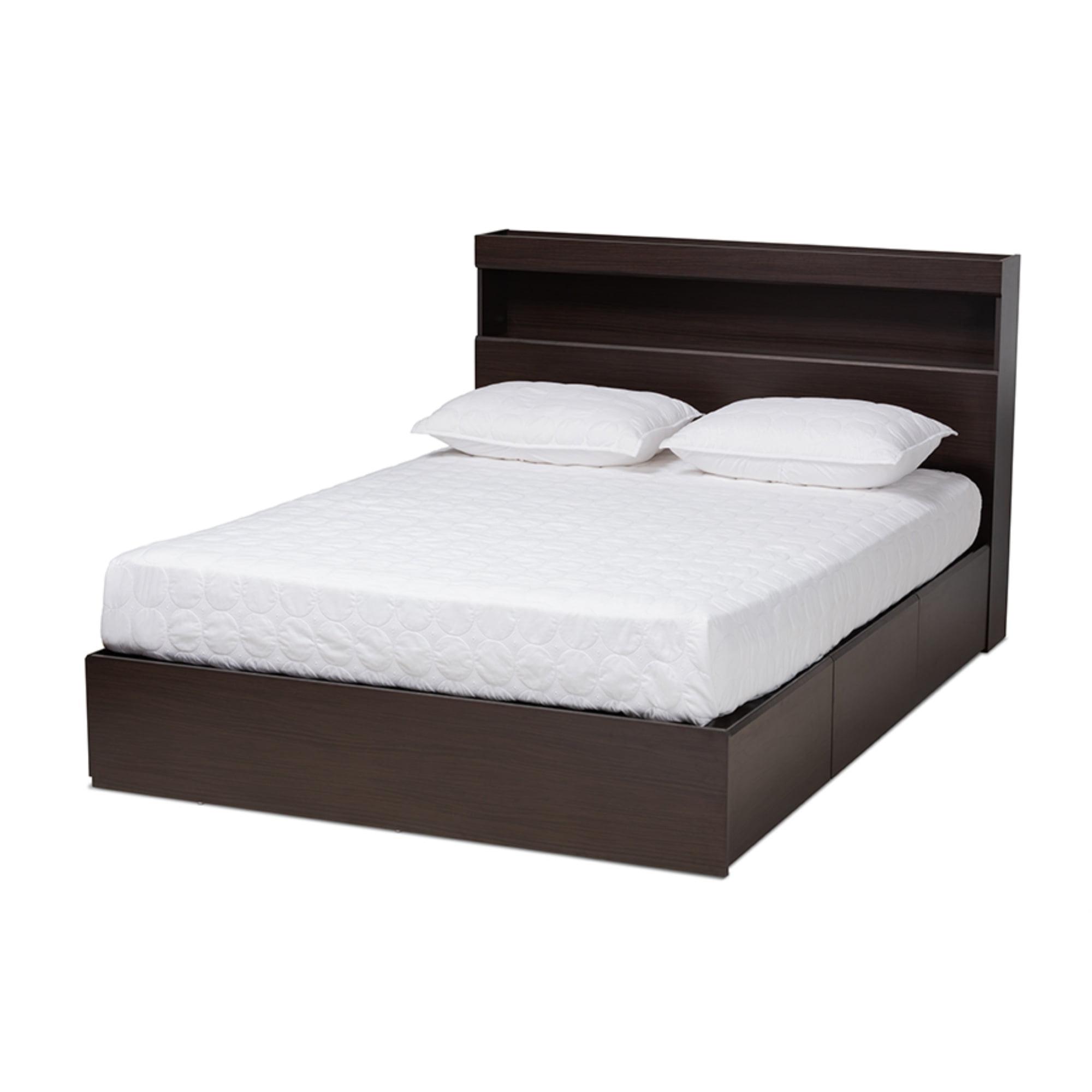 Queen Dark Brown Wood 6-Drawer Platform Storage Bed