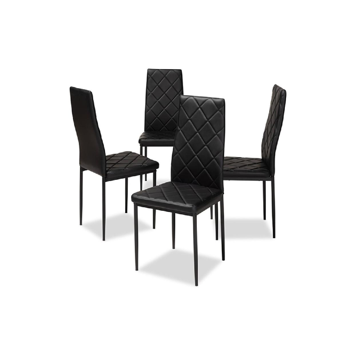 Blaise Modern 39" Black Faux Leather Parsons Side Chair