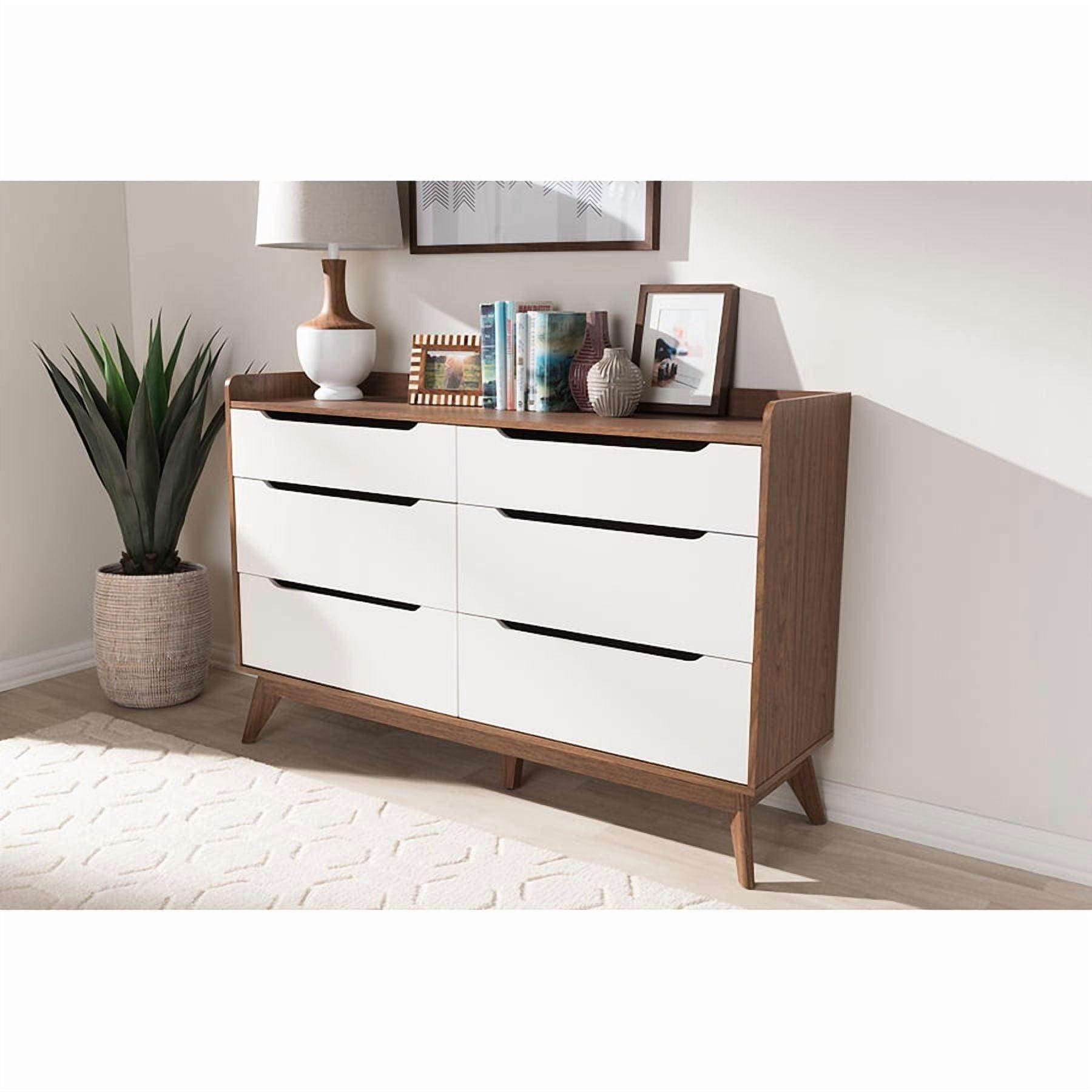Brighton Mid-Century Modern Wood 6 Drawer Storage Dresser Brown - Baxton Studio