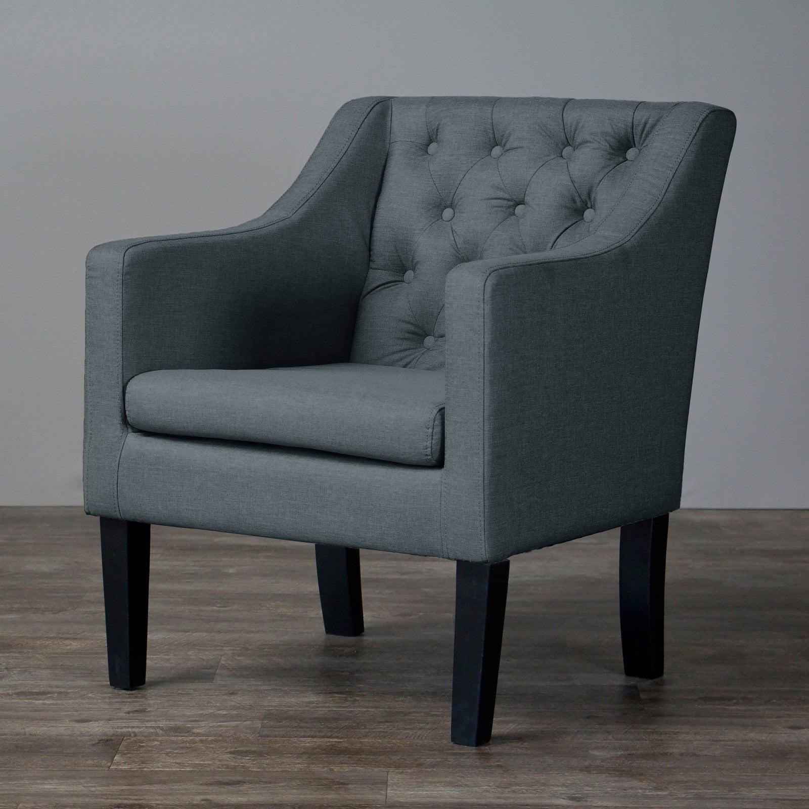 Elegant Brittany Gray Microfiber Club Chair with Wood Legs