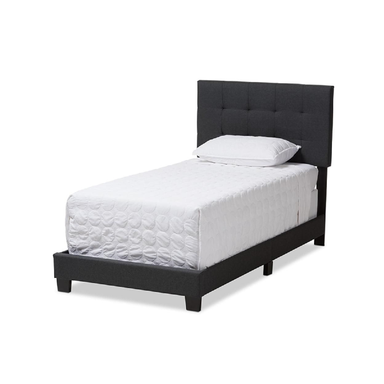 Brookfield Twin Charcoal Gray Tufted Upholstered Bed