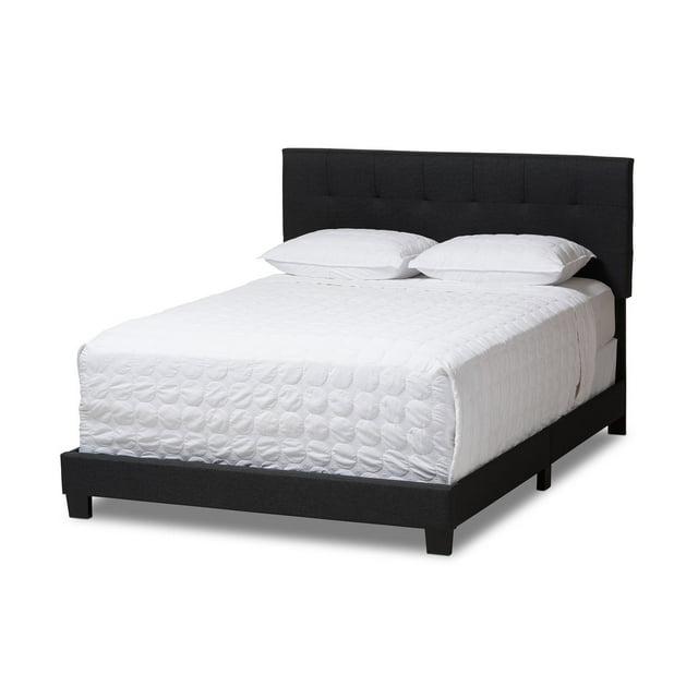 Full Brookfield Modern Fabric Bed with Grid-Tufting Design - Baxton Studio: Rubberwood & MDF, Requires Box Spring