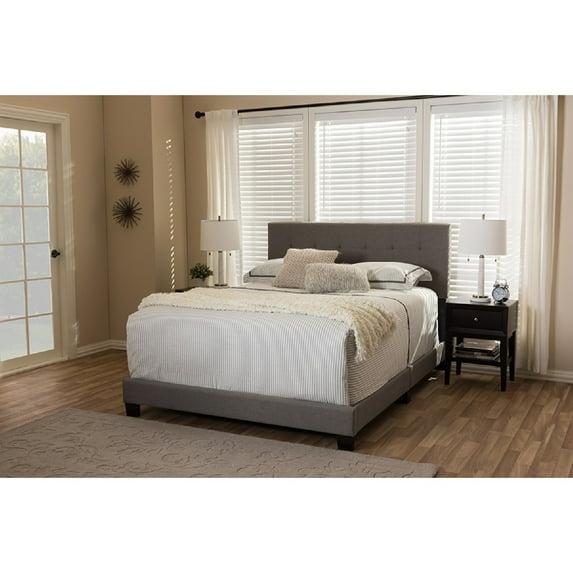 Full Brookfield Modern and Contemporary Fabric Upholstered Grid Tufting Bed Gray - Baxton Studio: MDF Panel Design, Spot Clean