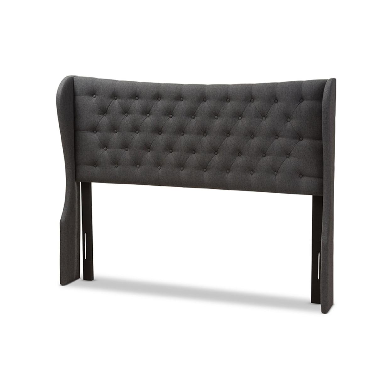 Cadence Modern and Contemporary Fabric Button - Tufted Winged Headboard - Baxton Studio