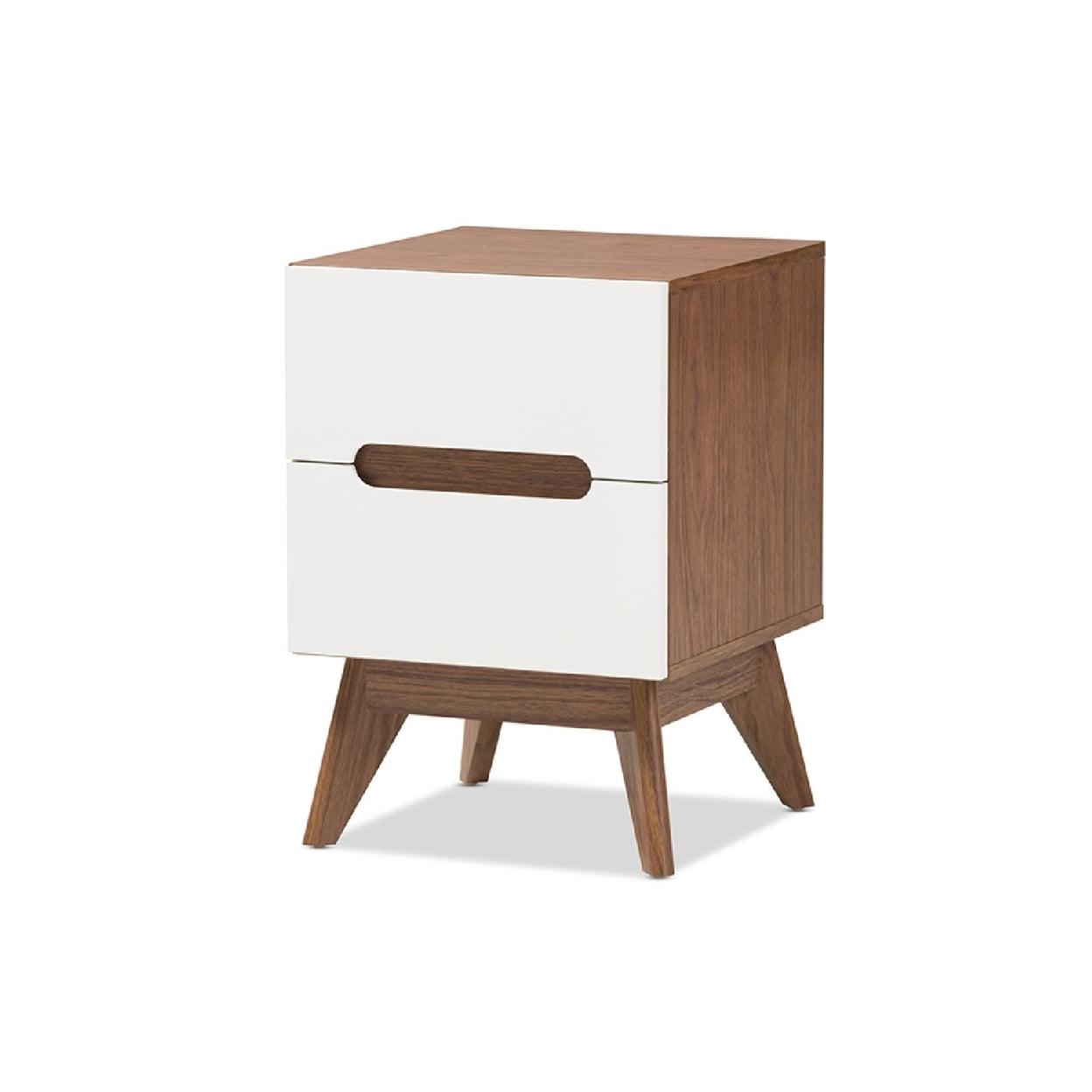 Calypso Mid - Century Modern Wood 3 - Drawer Storage Nightstand - Brown - Baxton Studio