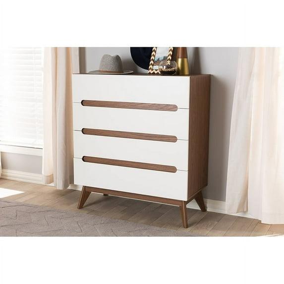 Calypso Mid-Century Modern Wood 4 Drawer Storage Chest Brown - Baxton Studio: Sleek Scandinavian Design, Space-Saving