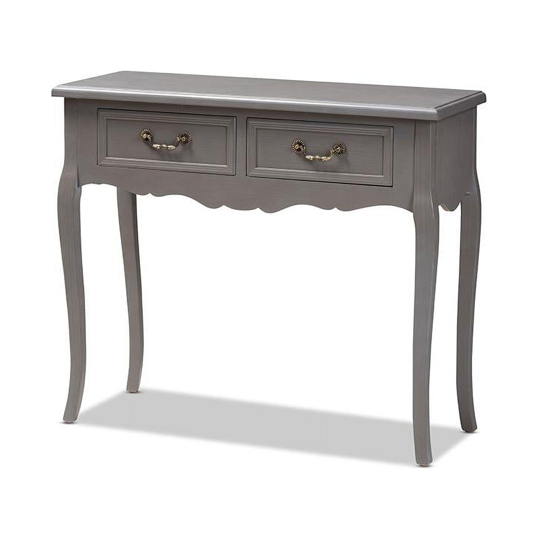 Gray Wood 2-Drawer Console Table with Cabriole Legs