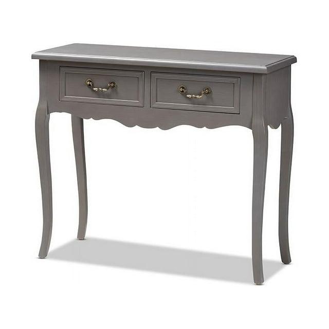 Capucine Finished Wood 2 Drawer Console Table Gray - Baxton Studio: Elegant Entryway Storage, Cabriole Legs