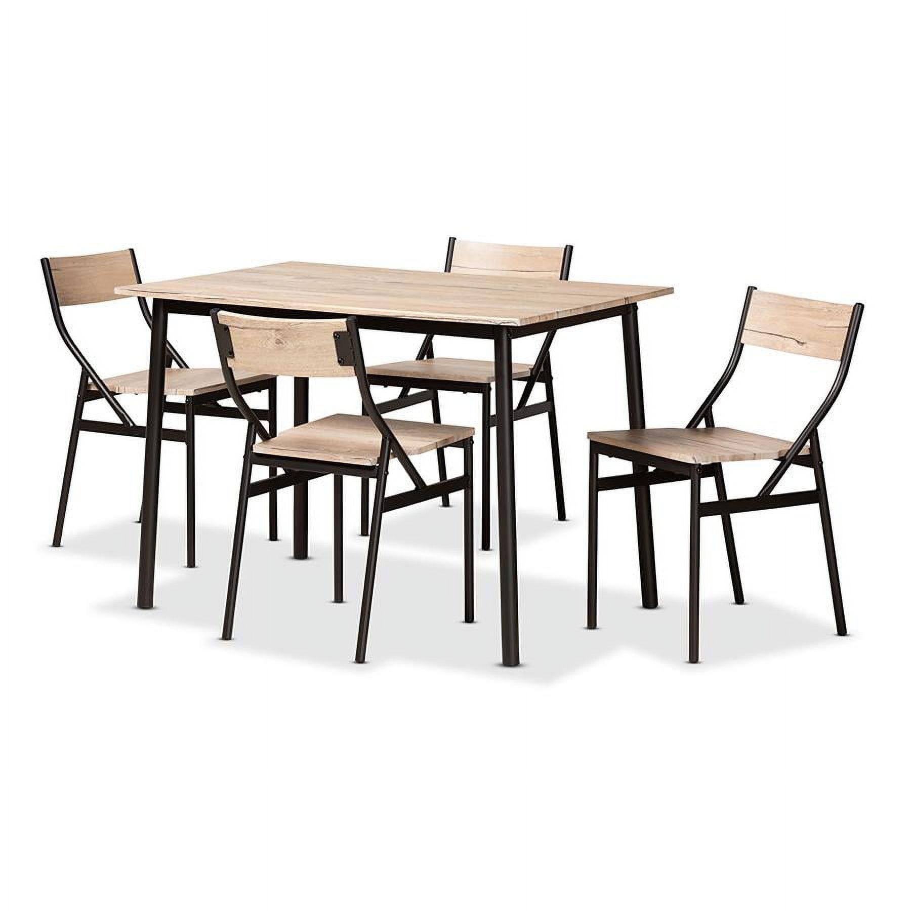 5pc Carmen Wood and Metal Dining Set Oak Brown/Dark Brown - Baxton Studio