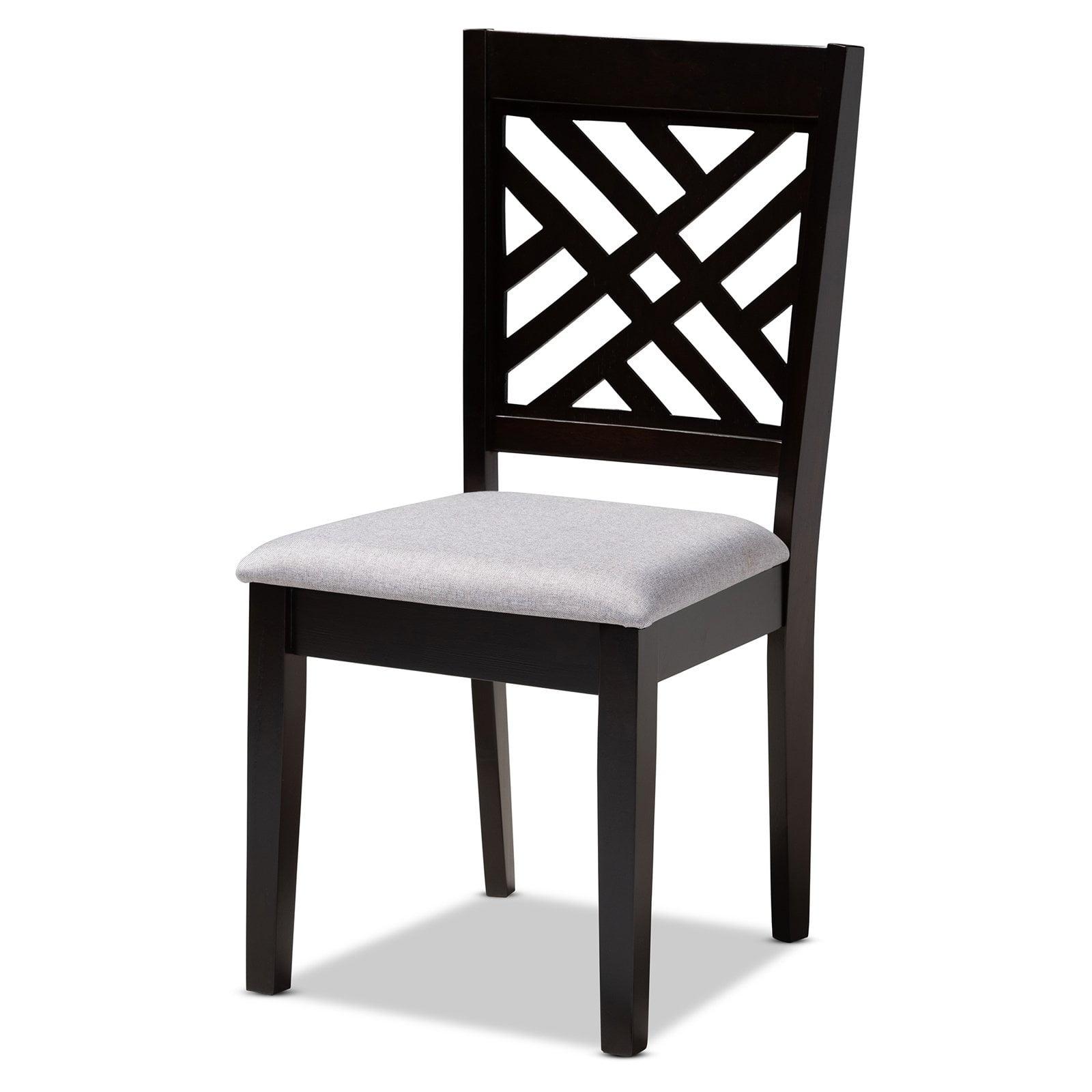 Gray Espresso Rubberwood and Cane Dining Chairs Set