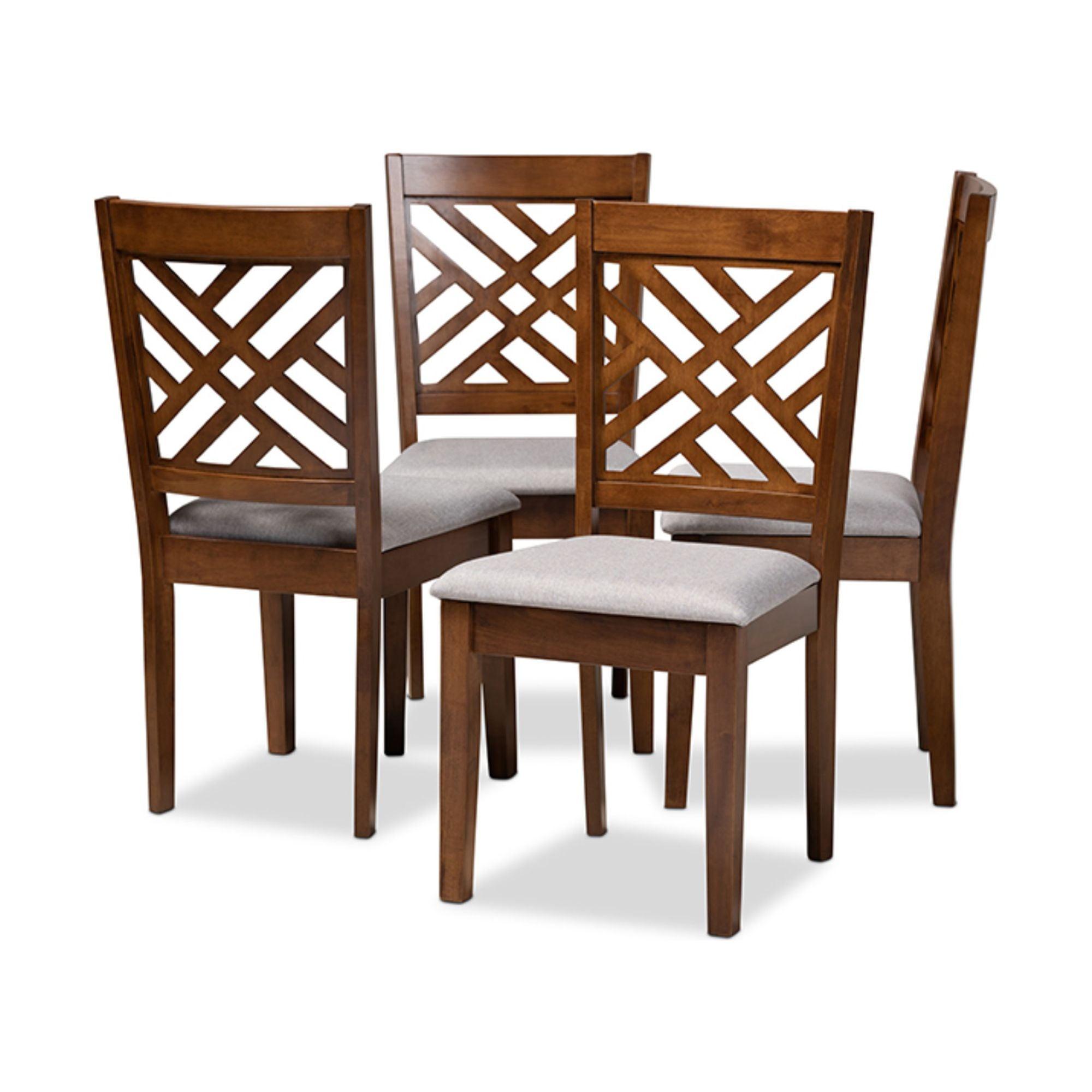 Parsons High-Back Grey & Walnut Cane Wood Dining Chair Set