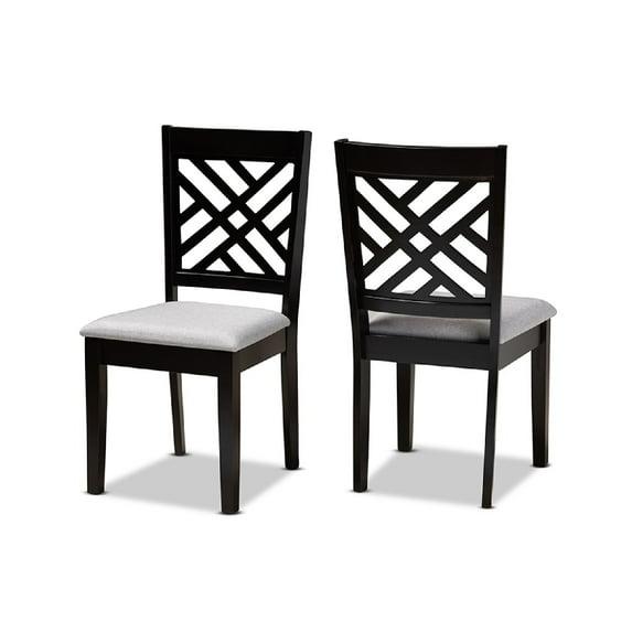 2pc Caron Upholstered Wood Dining Chair Set Sand Gray/Espresso - Baxton Studio
