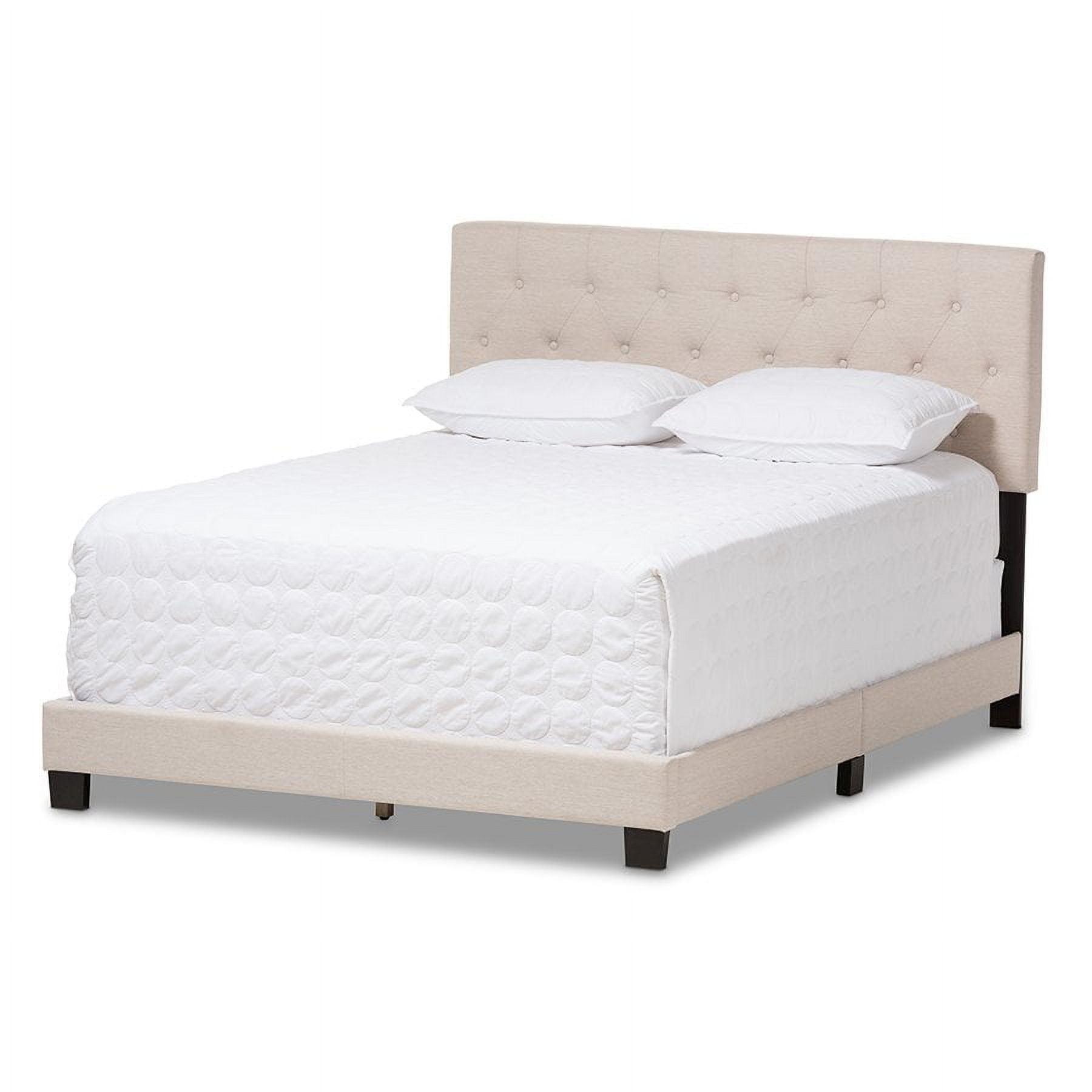 Queen Cassandra Modern and Contemporary Fabric Upholstered Bed Light Beige - Baxton Studio: Elegant Rubberwood & MDF Frame, Polyester Fill