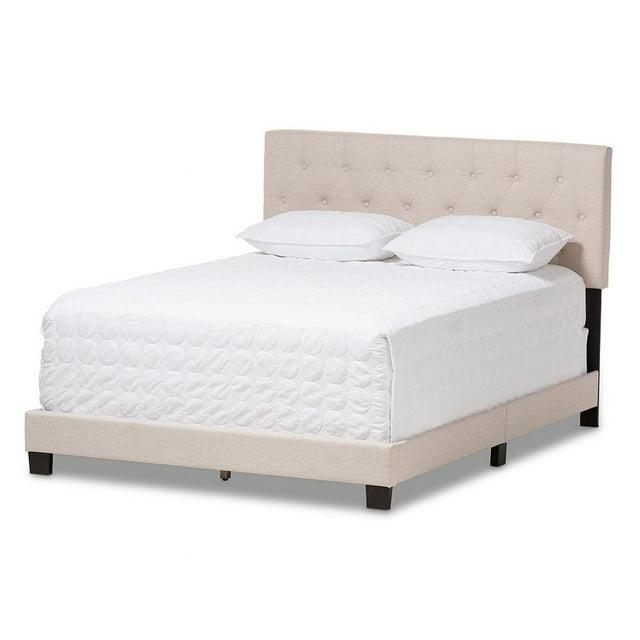 Queen Cassandra Modern and Contemporary Fabric Upholstered Bed Light Beige - Baxton Studio: Elegant Rubberwood & MDF Frame, Polyester Fill