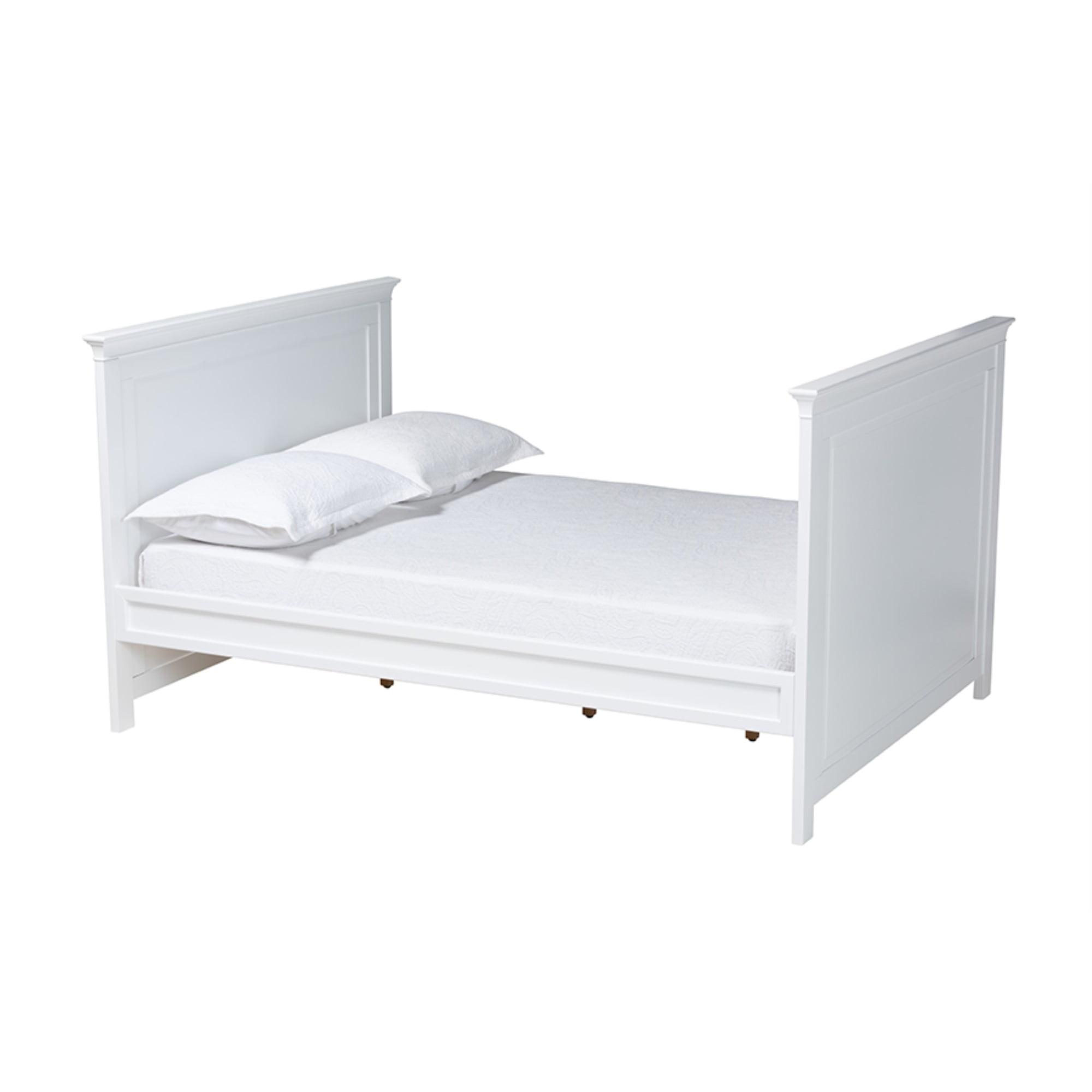 Classic White Wood Twin Daybed with Upholstered Headboard