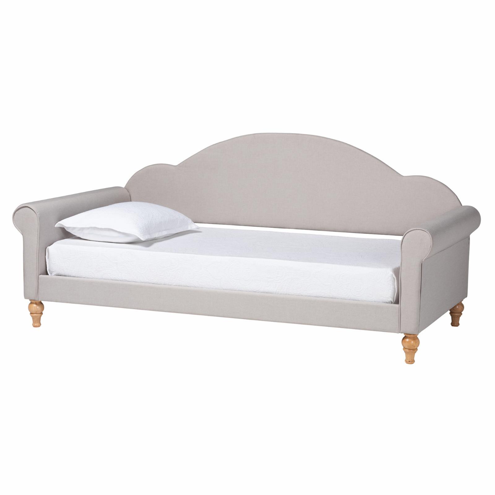 Light Gray Velvet Upholstered Twin Daybed with Tufted Headboard