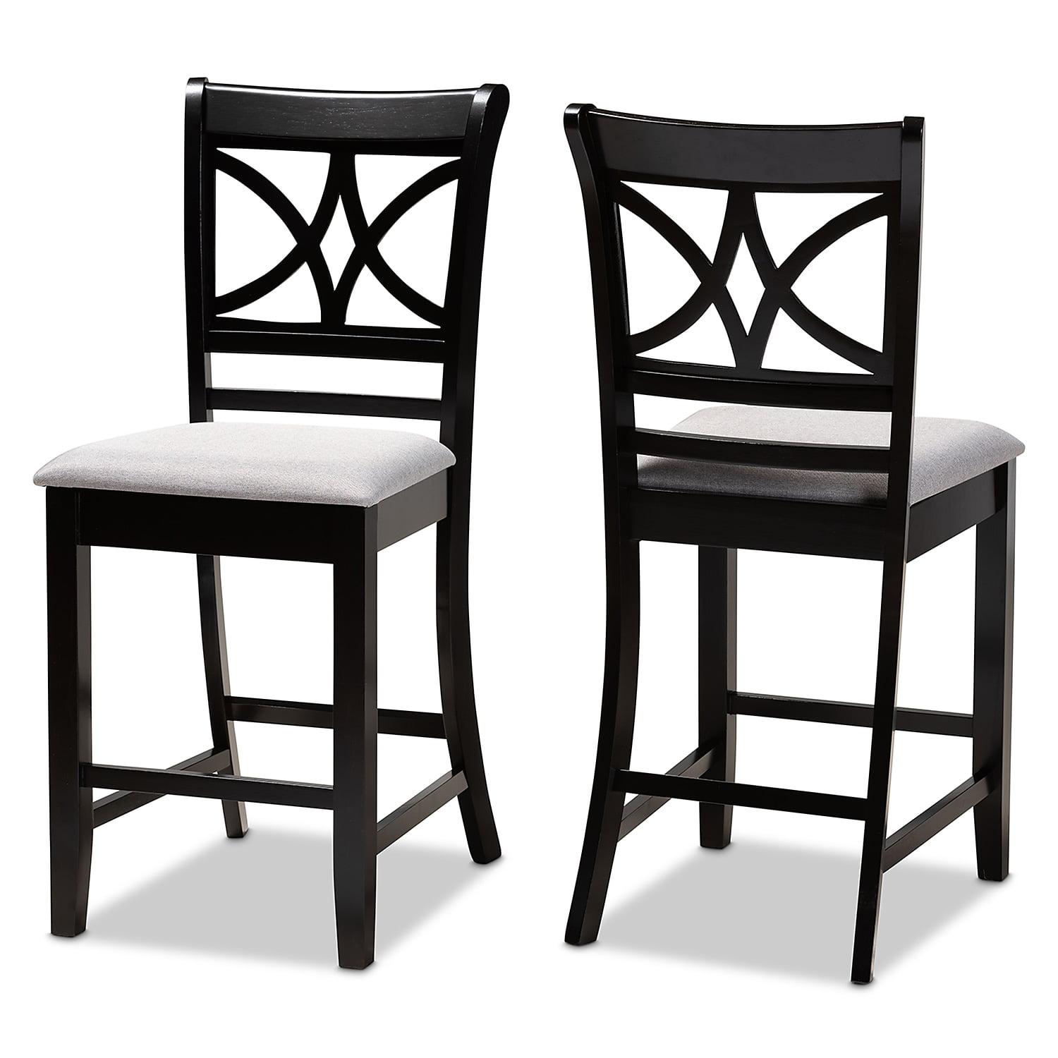 Chandler Gray Upholstered Wood Pub Chairs, Set of 2