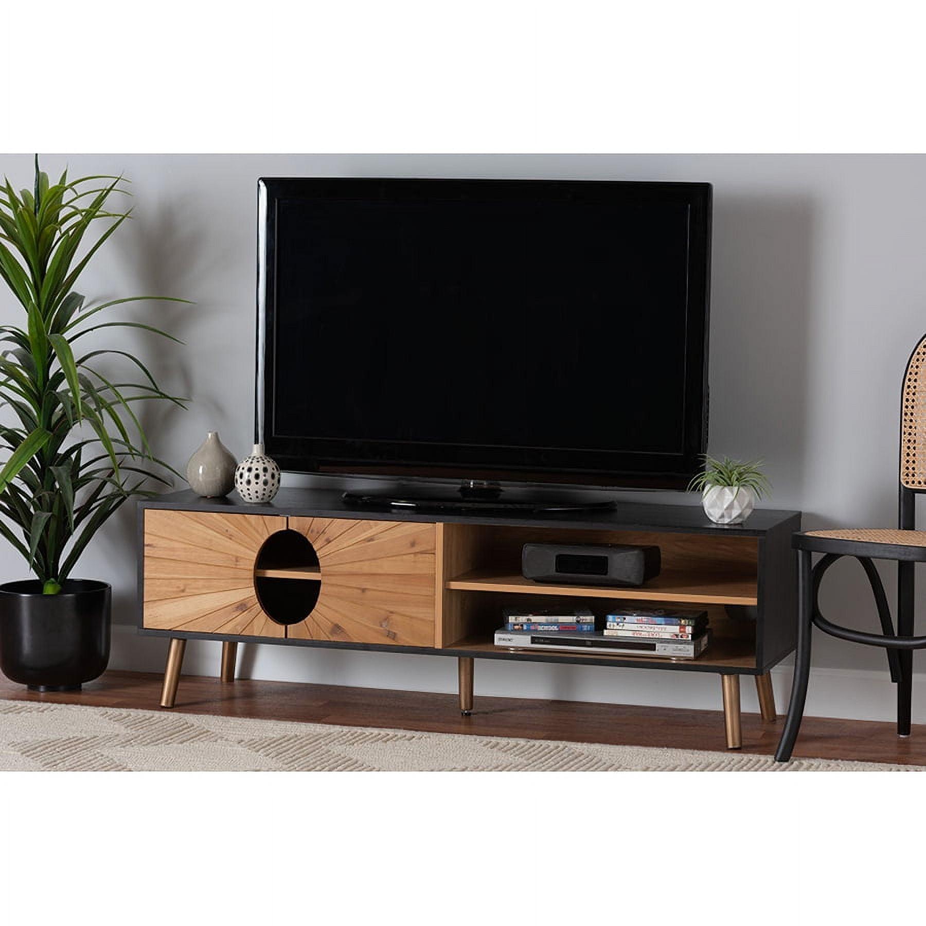 Baxton Studio Chester Modern and Contemporary Two-Tone Dark and Natural Brown Finished Wood TV Stand