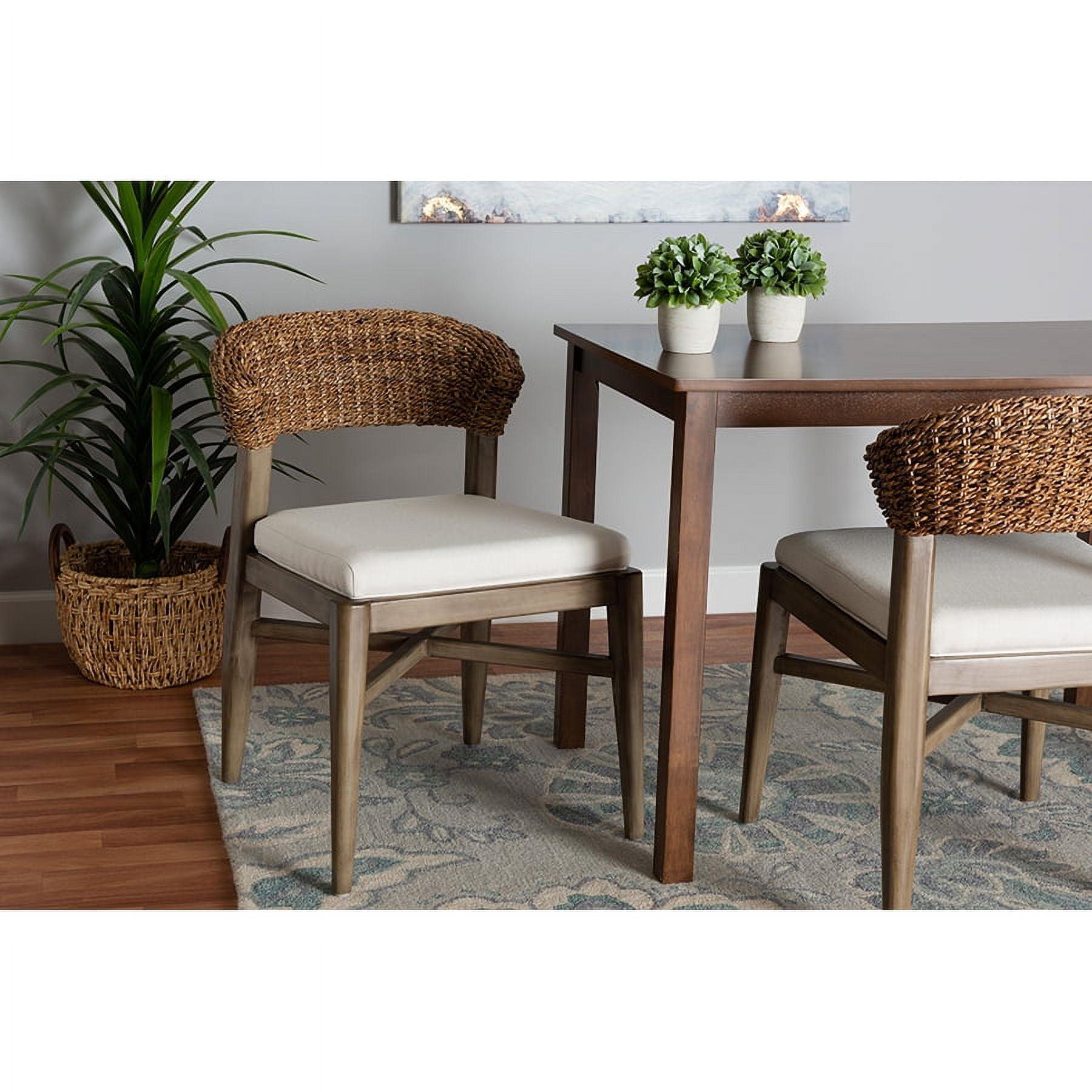 Chloe Bohemian Mahogany and Natural Rattan Dining Chair