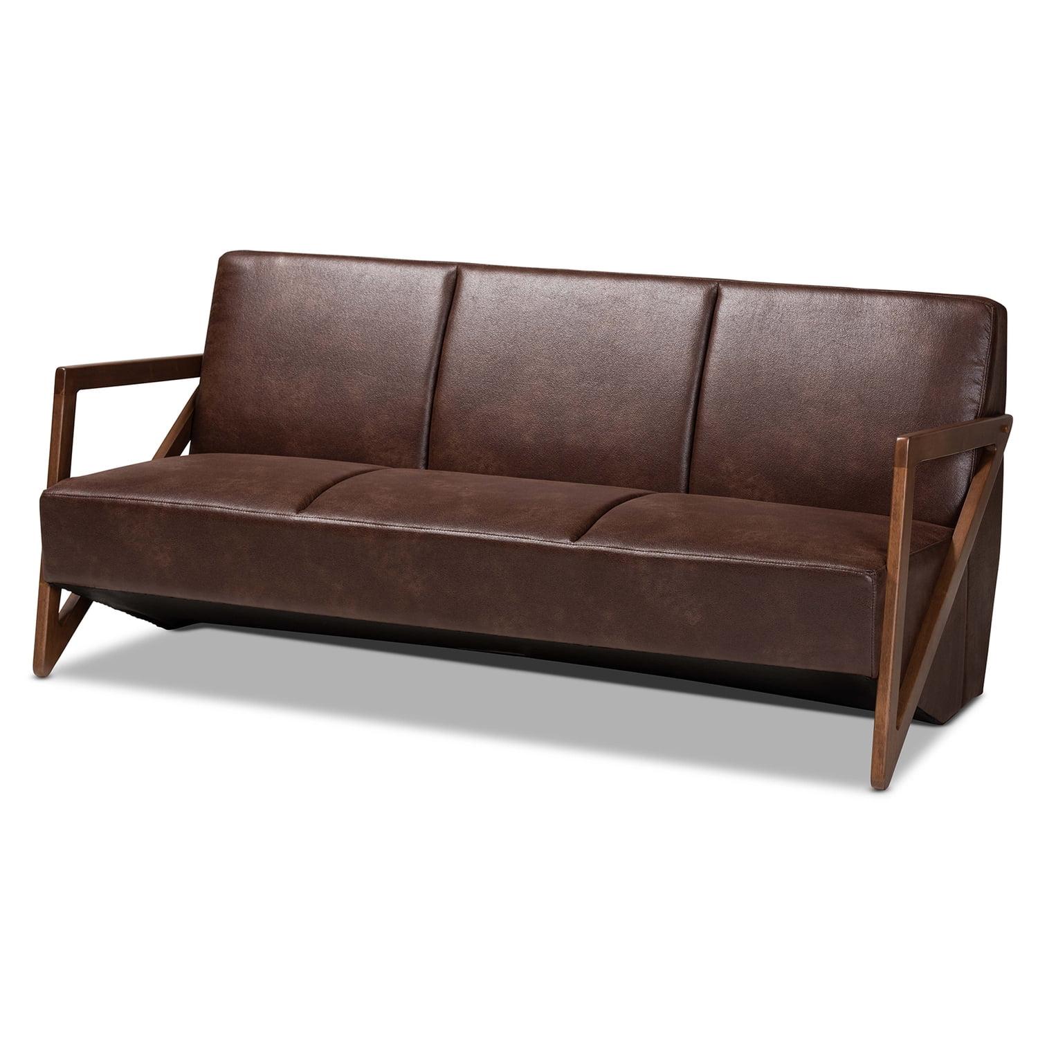 Christa Faux Leather Upholstered Wood Sofa: Mid-Century Modern, Retro Lounge - Baxton Studio